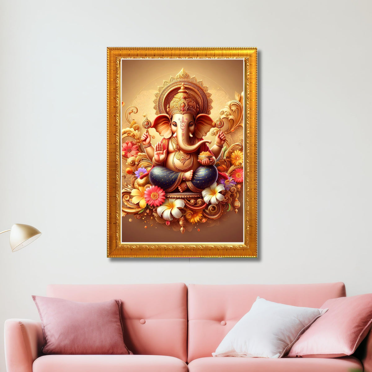 CRAFT QUEST Ganesh Ganesha Art Framed Painting Ready to Hang and Wall Home Decor