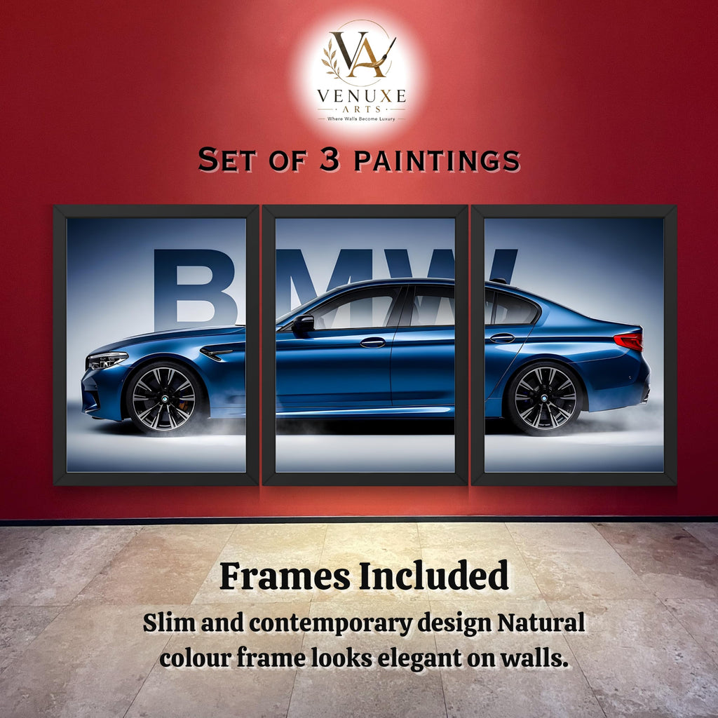 VENUXE ARTS Set Of 3 Big Sports Cars Framed Posters Gift Items for Boys Room Wall Decoration Bedroom, Living Room, Office, Studio Décor | Car Poster Frame for Wall Décor