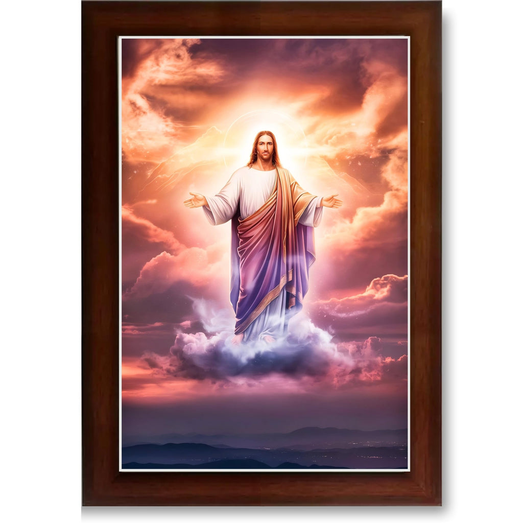 CRAFT QUEST Lord Jesus Christ Blessing Wall Artwork Wood Photo Frame Wall Hanging Décor and Gift Item