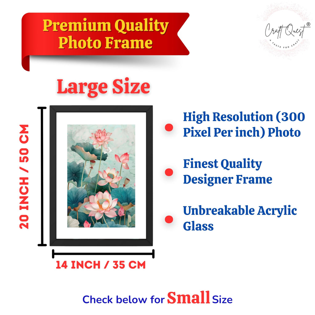 CRAFT QUEST Lotus Photo Frame Wall Vastu,Lotus Flower, Kamal Phool Painting for Vastu | Paintings for Home Decoration, Living room, and Office Décor