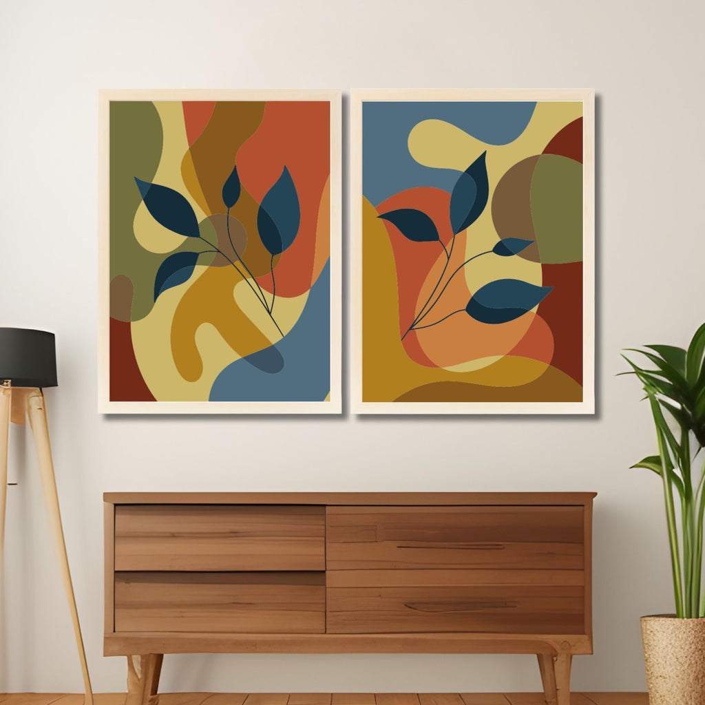 CRAFT QUEST Wall Art Decor Paintings | Set of 2 Floral Art Frames for Home Decoration | Ideal for Living Room, Bedroom & Office