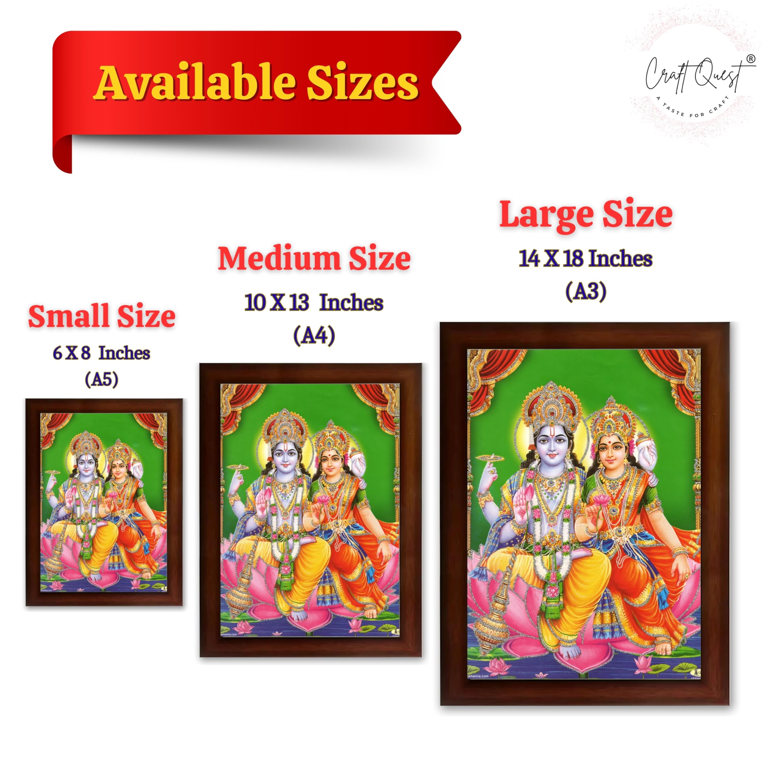 CRAFT QUEST Lord Vishnu and Goddess Lakshmi Giving Blessing on Shesh naag, Glitter Painting
