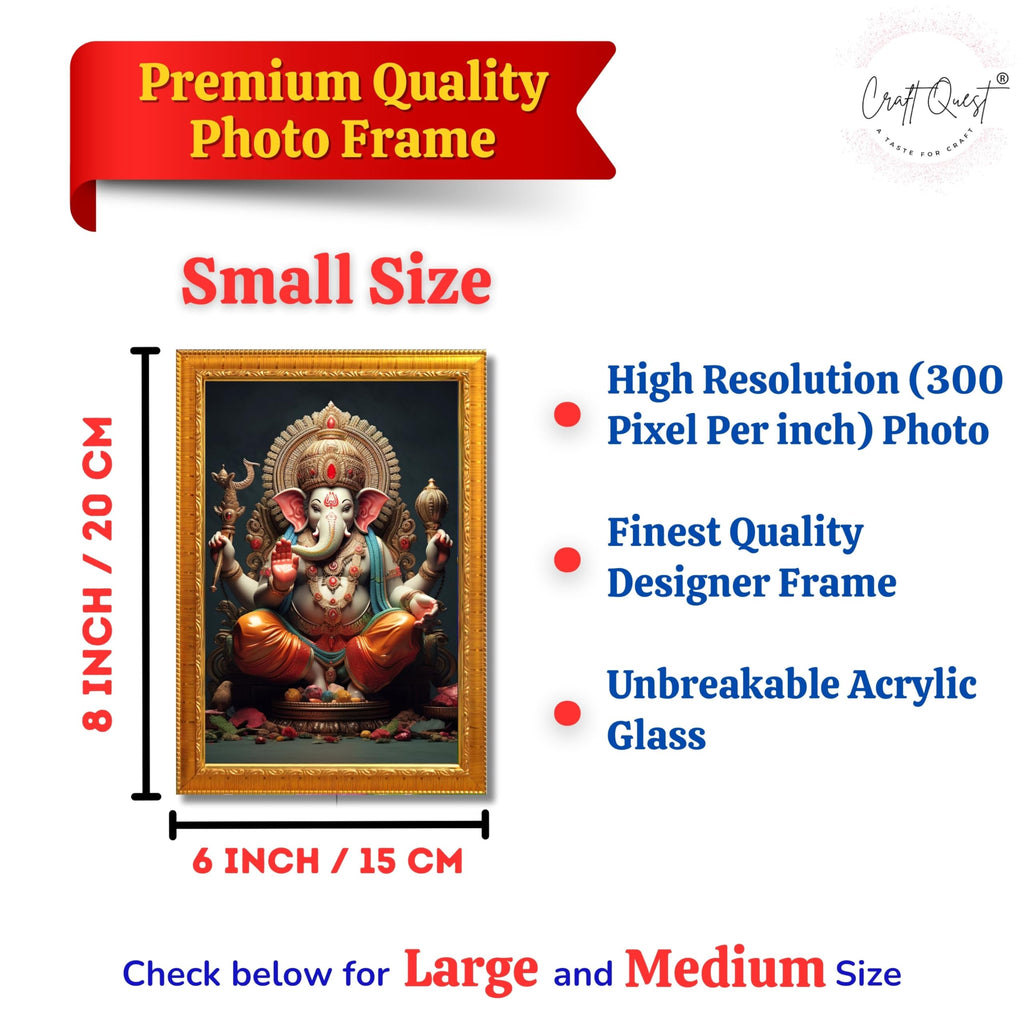 CRAFT QUEST Lord Ganesha Modern Wall Art Painting With Frame For Pooja, Home and Office Decor,