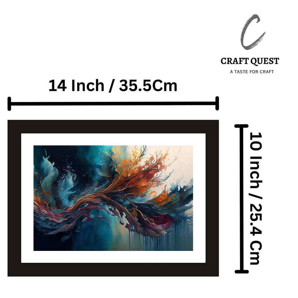 CRAFT QUEST Abstract Tropical Reverie Modern Art Poster Frame for Home & Office Wall Decoration - Portrait, Wall Display (Black, 14x10 Inch Frame with Art Print)