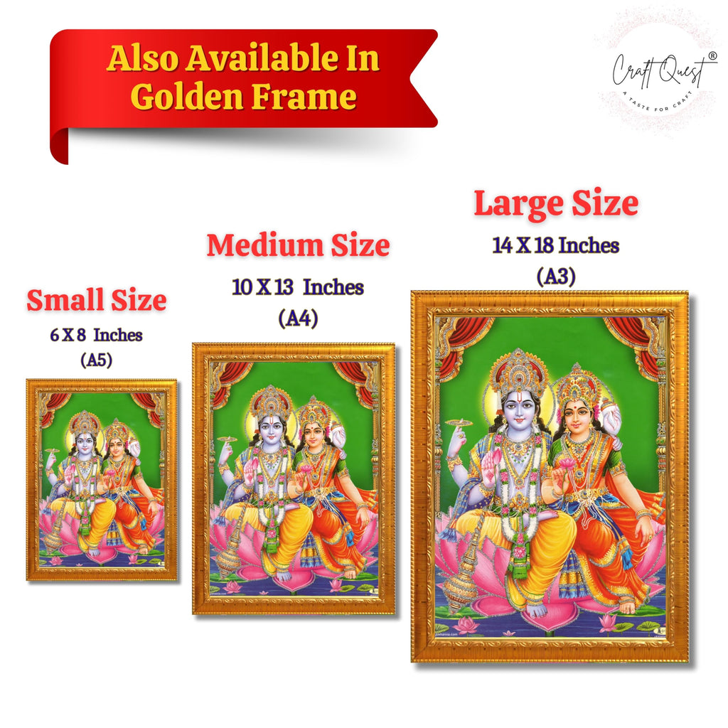 CRAFT QUEST Lord Vishnu and Goddess Lakshmi Giving Blessing on Shesh naag, Glitter Painting