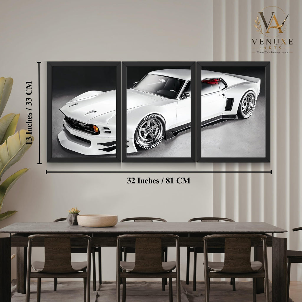 VENUXE ARTS Set Of 3 Big Sports Cars Framed Posters Gift Items for Boys Room Wall Decoration Bedroom Living Room Office Studio Décor | Car Poster Frame for Wall Décor