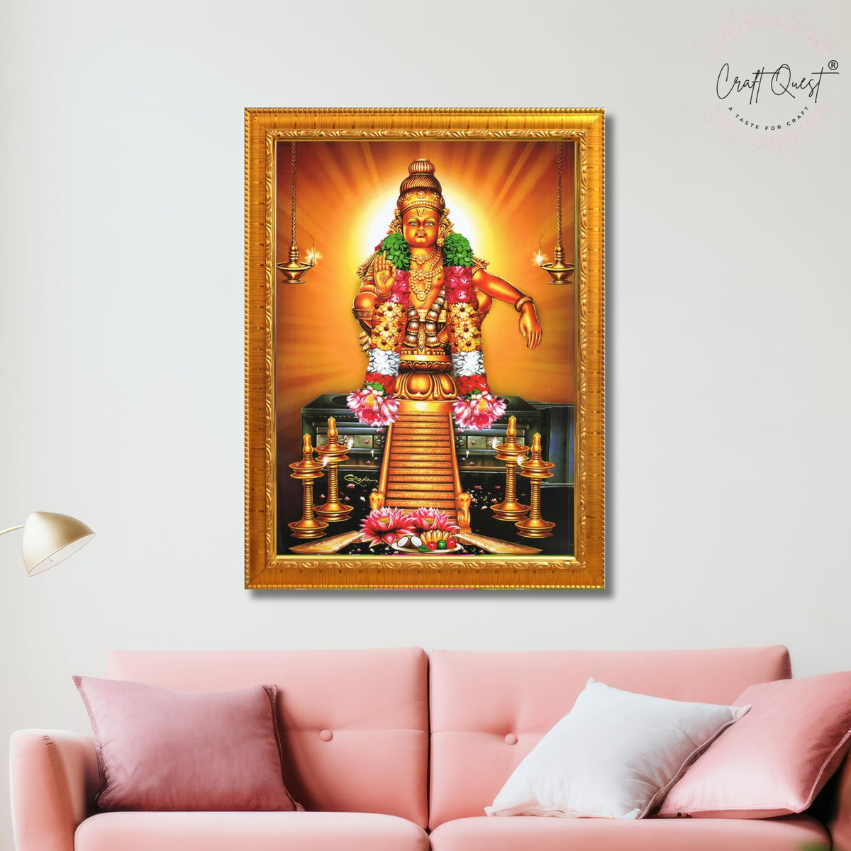 CRAFT QUEST Lord Ayyappa Swamy Ayyappan Iyyappan South photo Frame For Wall Painting,Temple, Pooja, Home Décor Items