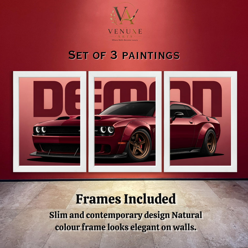 VENUXE ARTS Set Of 3 Big Sports Cars Framed Posters Gift Items for Boys Room Wall Decoration Bedroom Living Room Office Studio Décor | Car Poster Frame for Wall Décor