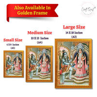 CRAFT QUEST Shiva & Maa Annapurna devi sitting on throne photo frame with Laminated Poster for Kitchen Worship