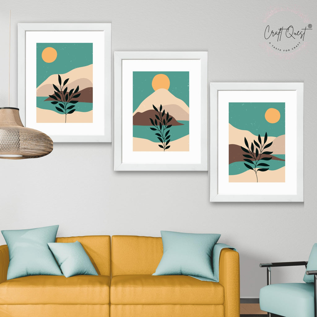 CRAFT QUEST Wall Art Decor Paintings | Set of 3 Wall Art Frames for Home Decoration | Ideal for Living Room, Bedroom & Office