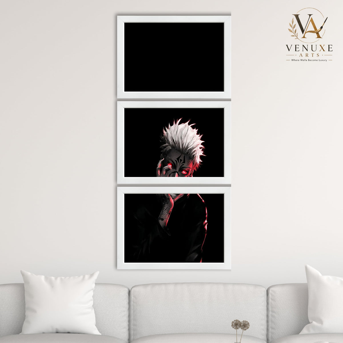 VENUXE ARTS Set Of 3 Anime Characters Wall Framed |Anime Characters Framed Poster for Living Room Bedroom Gaming Room Studio Wall Decor