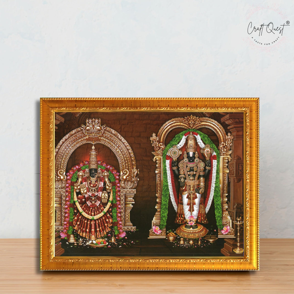 CRAFT QUEST Tirupati Balaji Padmavati Venkateshwara Swamy Wall Photo Frame | South God Frame for Home, Office, Temple & Gifting