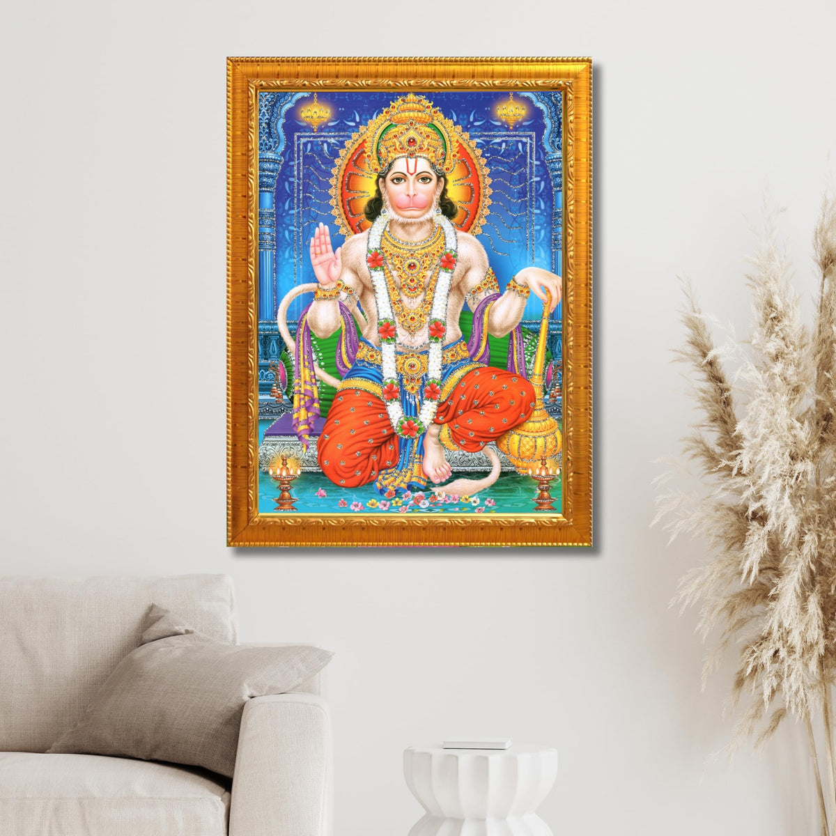 CRAFT QUEST Hanuman JI | Bajrangbali Religious Photo frame Decorative Item Synthetic frame