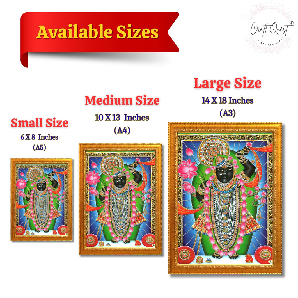 CRAFT QUEST Shrinathji Photo with Frame | Shreenathji Photo with Frame Religious Framed Painting