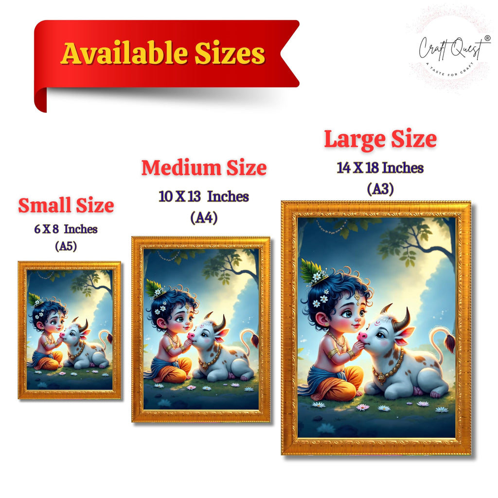 CRAFT QUEST Bal Gopal Makhan Chor Wall Photo Frame | Hindu God Kanha Devotional Home Decor | Gift Item