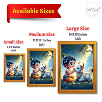 CRAFT QUEST Bal Gopal Makhan Chor Wall Photo Frame | Hindu God Kanha Devotional Home Decor | Gift Item