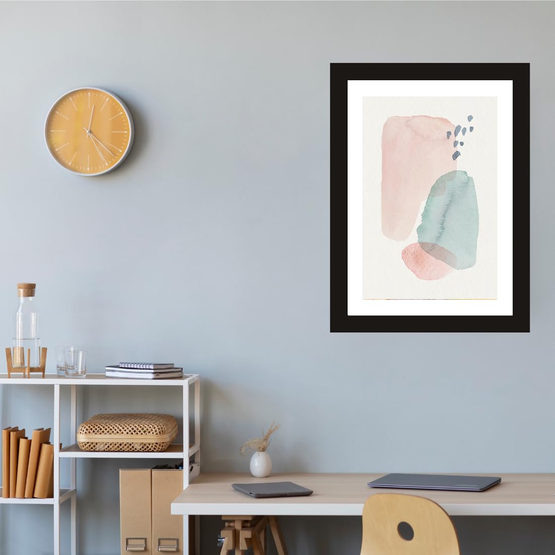 CRAFT QUEST Abstract Digital Modern Art Painting Poster Frame for Home & Office Wall Decoration - Portrait, Wall Display (Black, 14x10 Inch Frame)