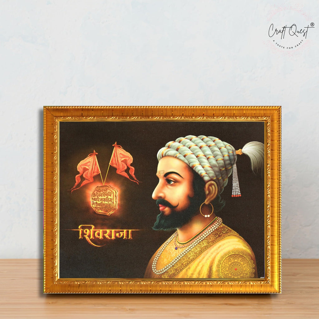 CRAFT QUEST Shri Chhatrapati Shivaji Maharaj Wall Photo Frame | Lightweight | Home Decoration Item | Indian Historic Classic Painting Wall Art Best Gifting Option