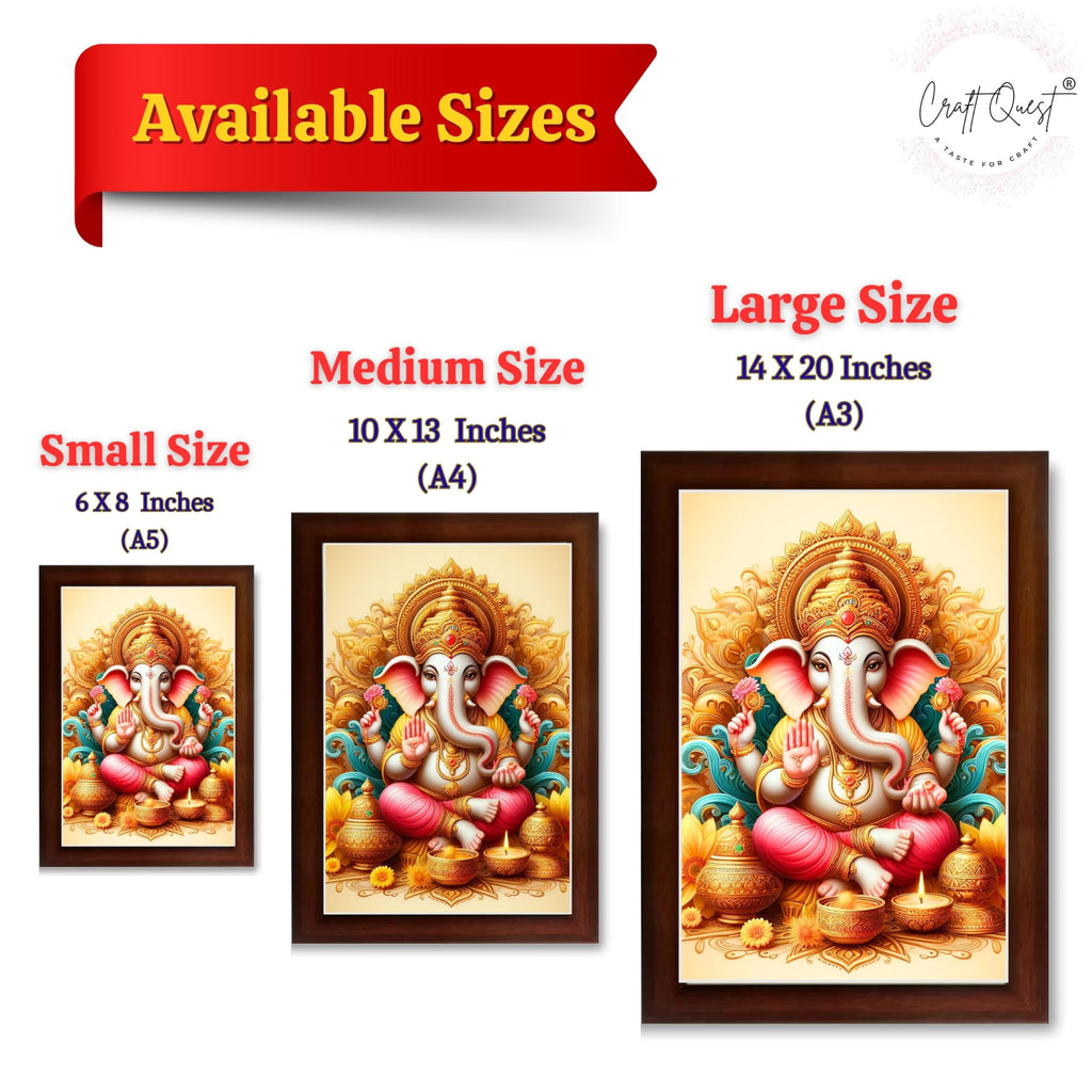 CRAFT QUEST Lord Ganesha Modern Wall Art Painting With Frame For Pooja, Home and Office Decor