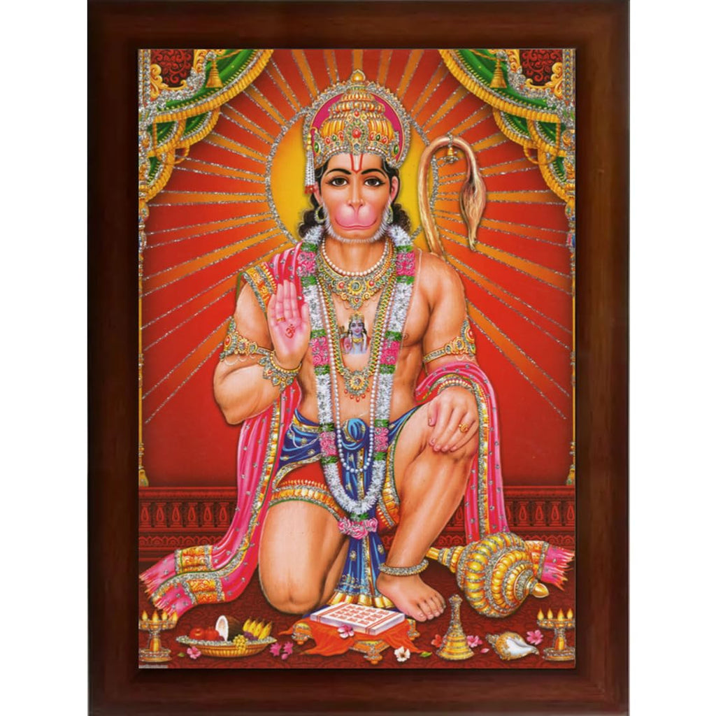 CRAFT QUEST Hanuman JI | Bajrangbali Religious Photo frame Home Decorative Item Synthetic frame