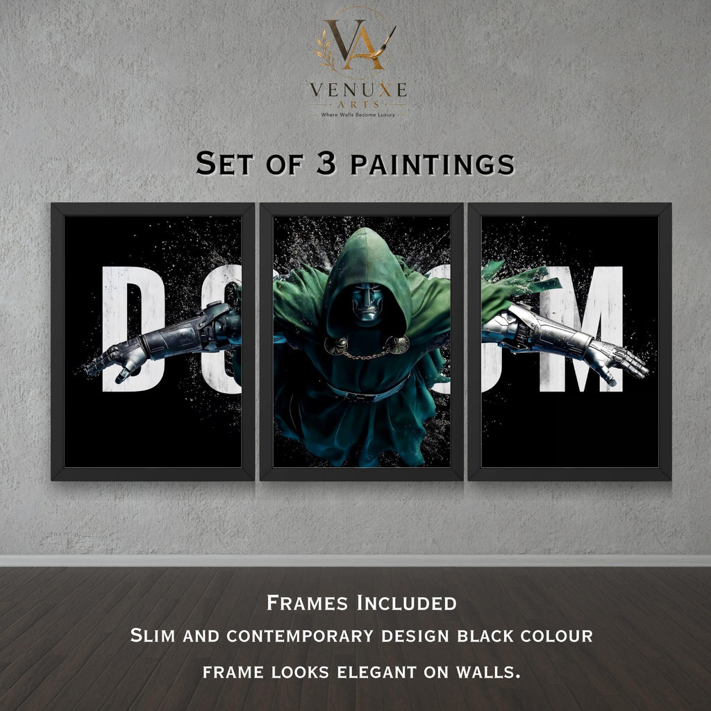 VENUXE ARTS Set Of 3 Anime Characters Wall Framed |Anime Characters Framed Poster for Living Room Bedroom Gaming Room Studio Wall Decor