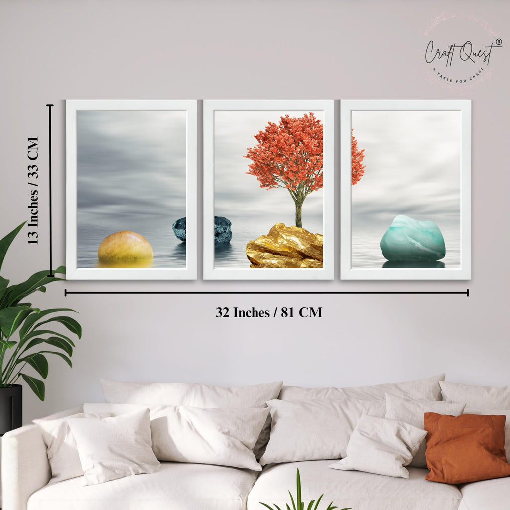 CRAFT QUEST Abstract Three Figure Modern Art | Set of 3 Frames for Home Decoration | Ideal for Living Room, Bedroom & Offices