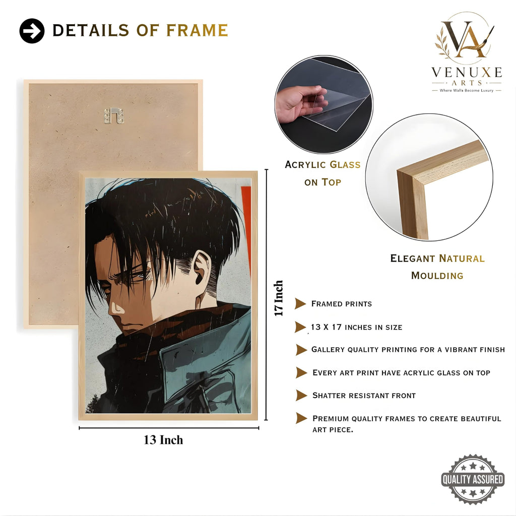 VENUXE ARTS Set Of 3 Anime Characters Wall Framed |Anime Characters Framed Poster for Living Room Bedroom Gaming Room Studio Wall Decor