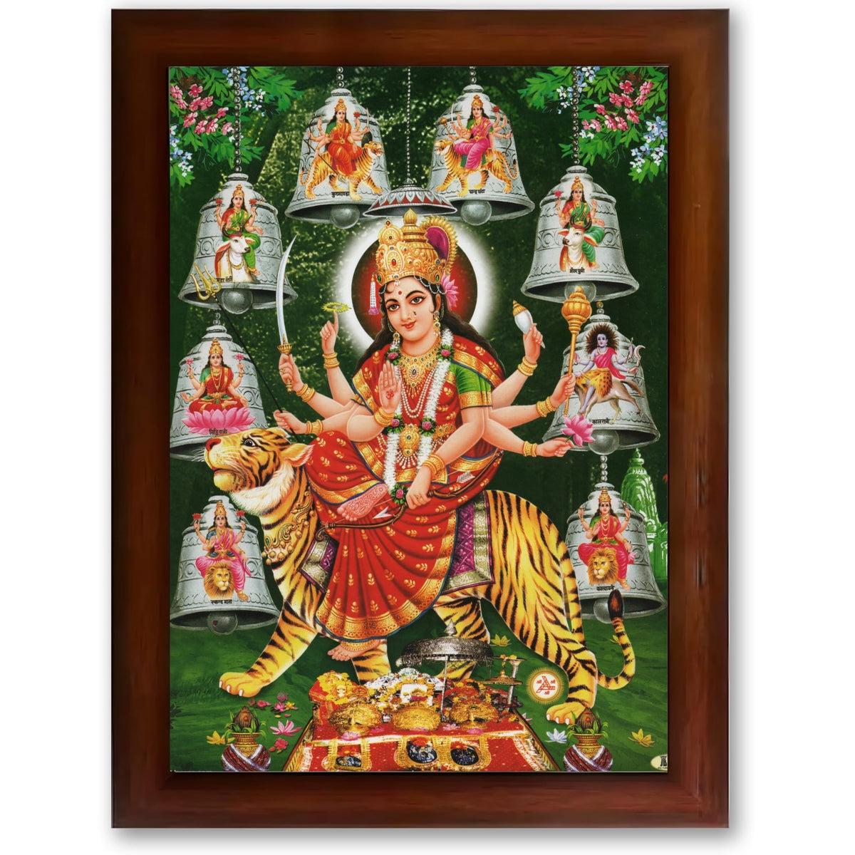 CRAFT QUEST Durga Maa Mata Goddess Nav Navadurga Navdurga Wall Painting Framed Home Decor