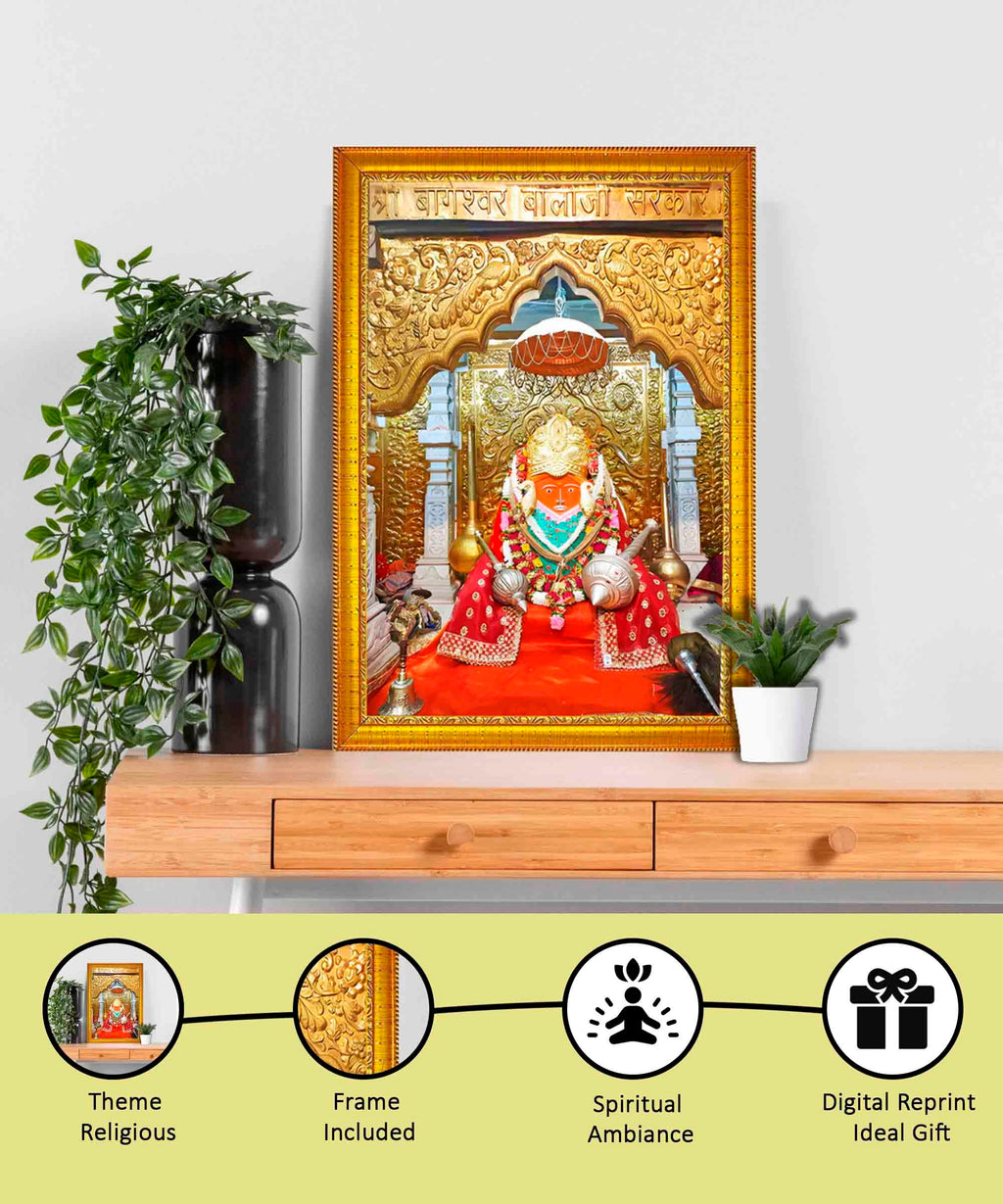 CRAFT QUEST Bageshwar Dham Balaji Photo Frame (10X13 inch, Big Size photo Religious Frame with Acrylic glass)
