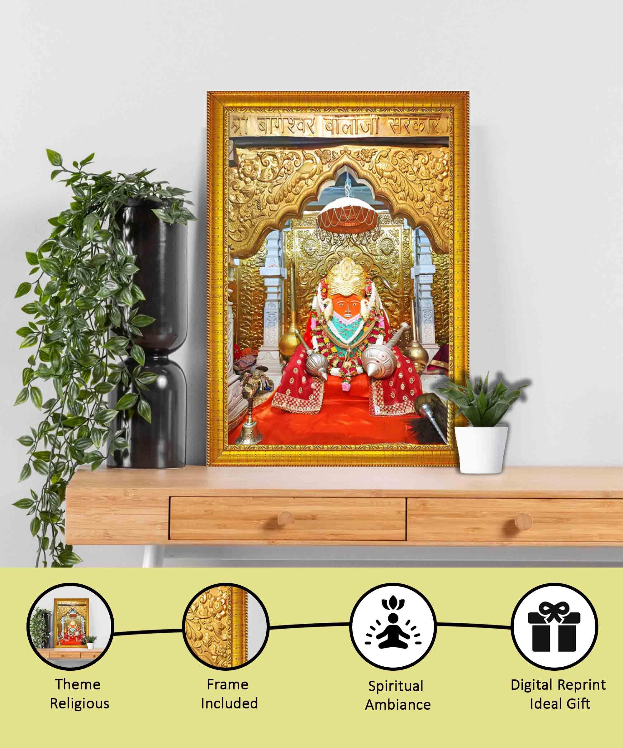 CRAFT QUEST Bageshwar Dham Balaji Photo Frame (10X13 inch, Big Size photo Religious Frame with Acrylic glass)