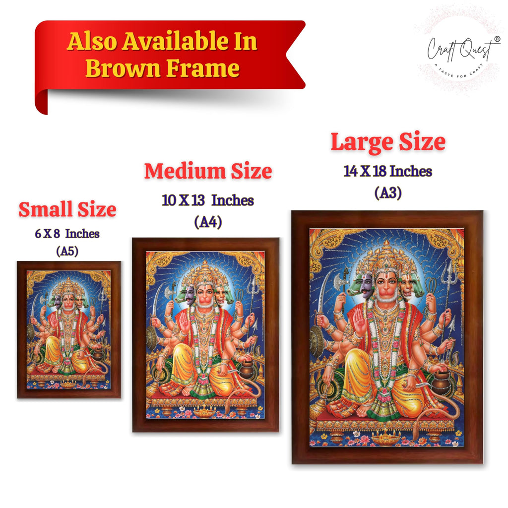 CRAFT QUEST Panchmukhi Hanuman JI | Bajrangbali Religious Photo frame