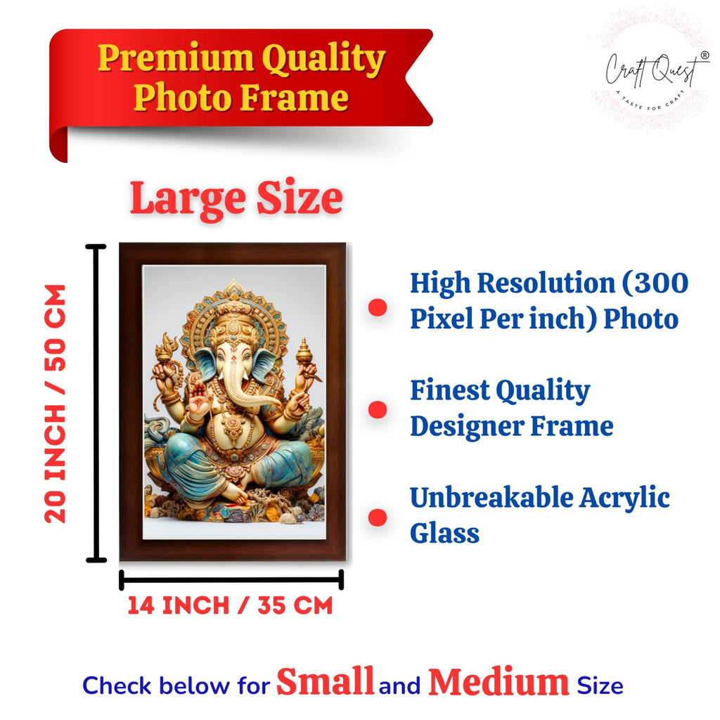CRAFT QUEST Lord Ganpati Modern Wall Art Painting With Frame For Pooja, Home and Office Decor