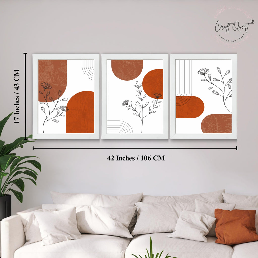 CRAFT QUEST Wall Art Decor Paintings | Set of 3 Abstract Wall Art Frames for Home Decoration | Ideal for Living Room, Bedroom & Offices