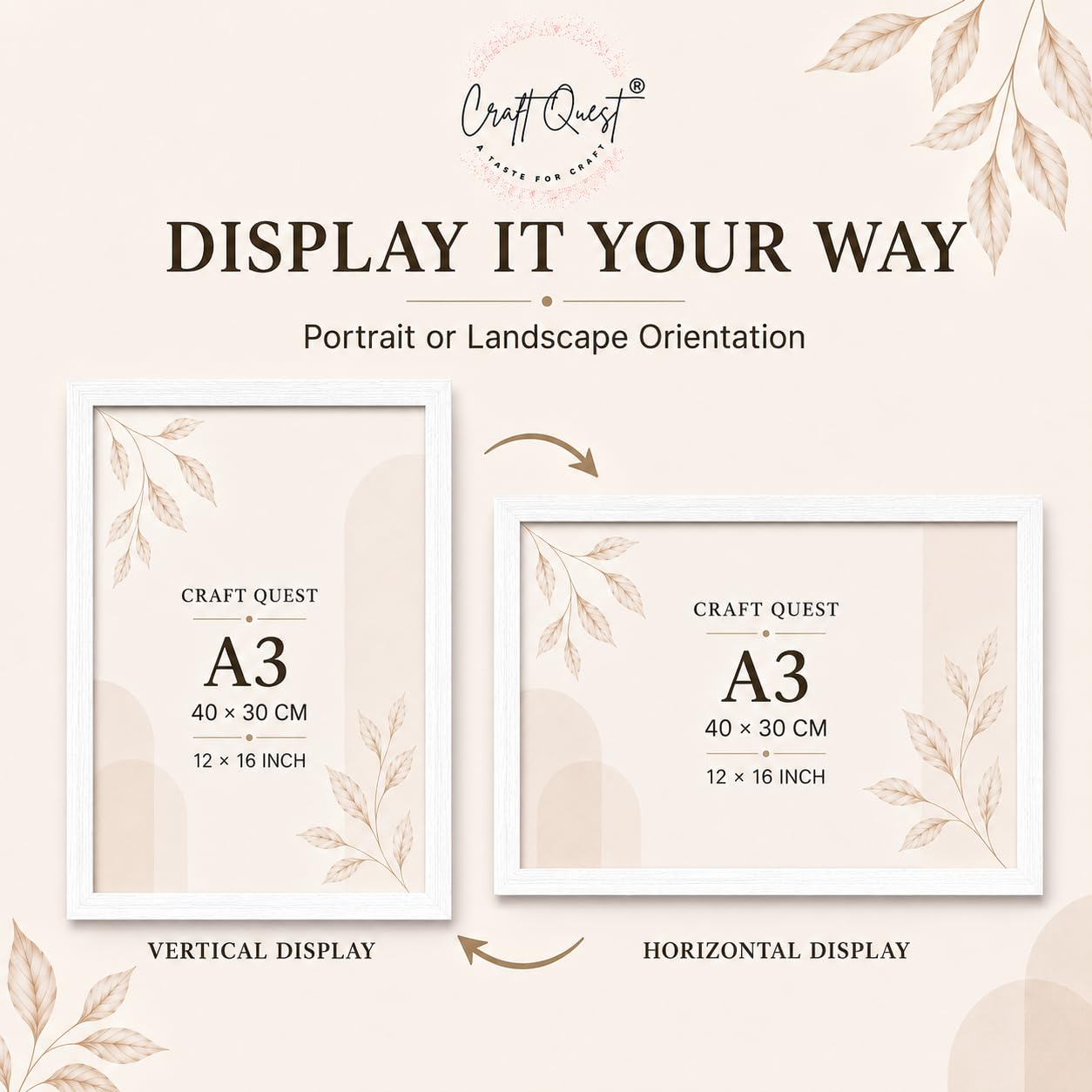 CRAFT QUEST 4X6 Inch Size synthetic Wall Mount Photo frames Single For Home Decoration, Living Room, Office Decoration (Natural, Set of 1)