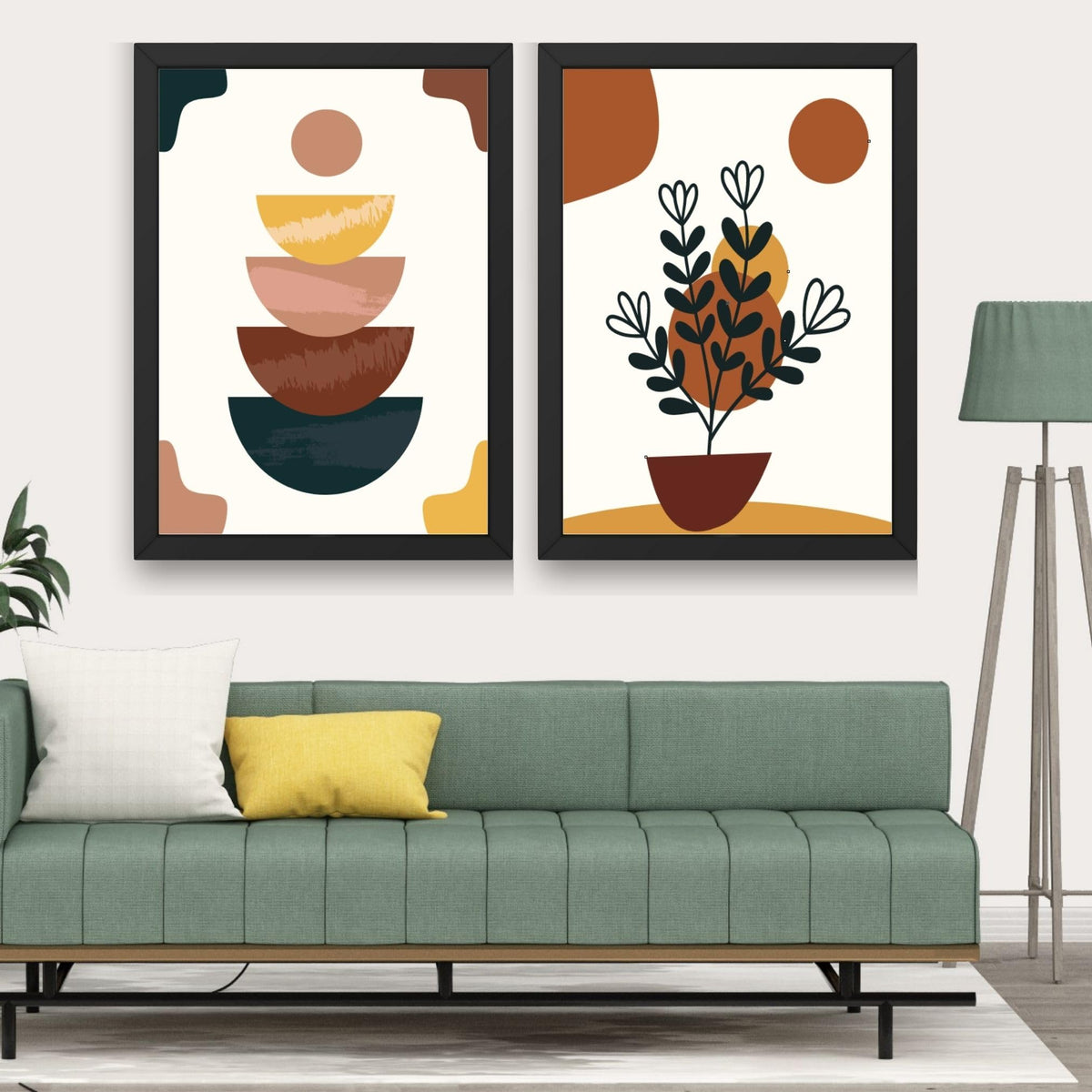 CRAFT QUEST Wall Art Decor Paintings | Set of 2 Wall Art Frames for Home Decoration | Ideal for Living Room, Bedroom & Office (Style 117)