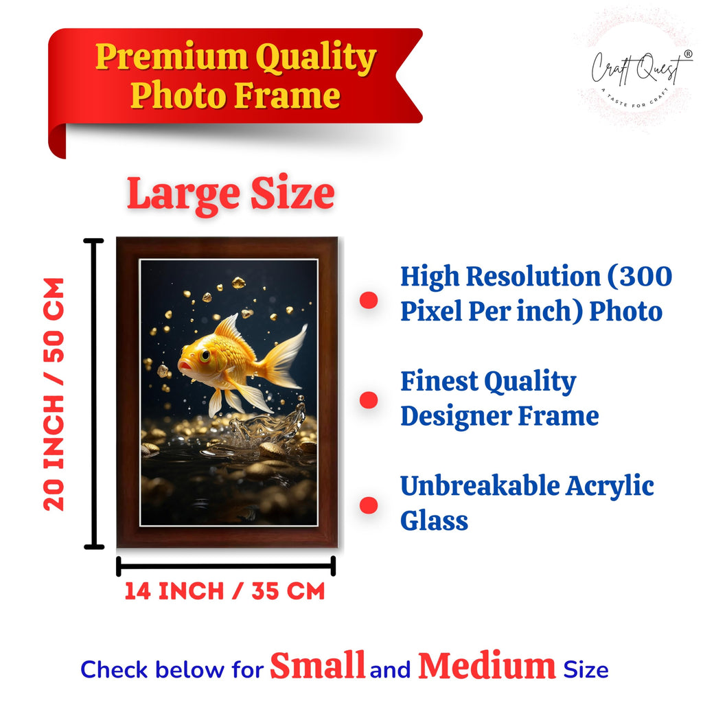 CRAFT QUEST Vastu Fishes Painting With Floating Photo Frame Home Office Wall Decor | Paintings for Home Decoration, Living room, Bedroom and Office Décor