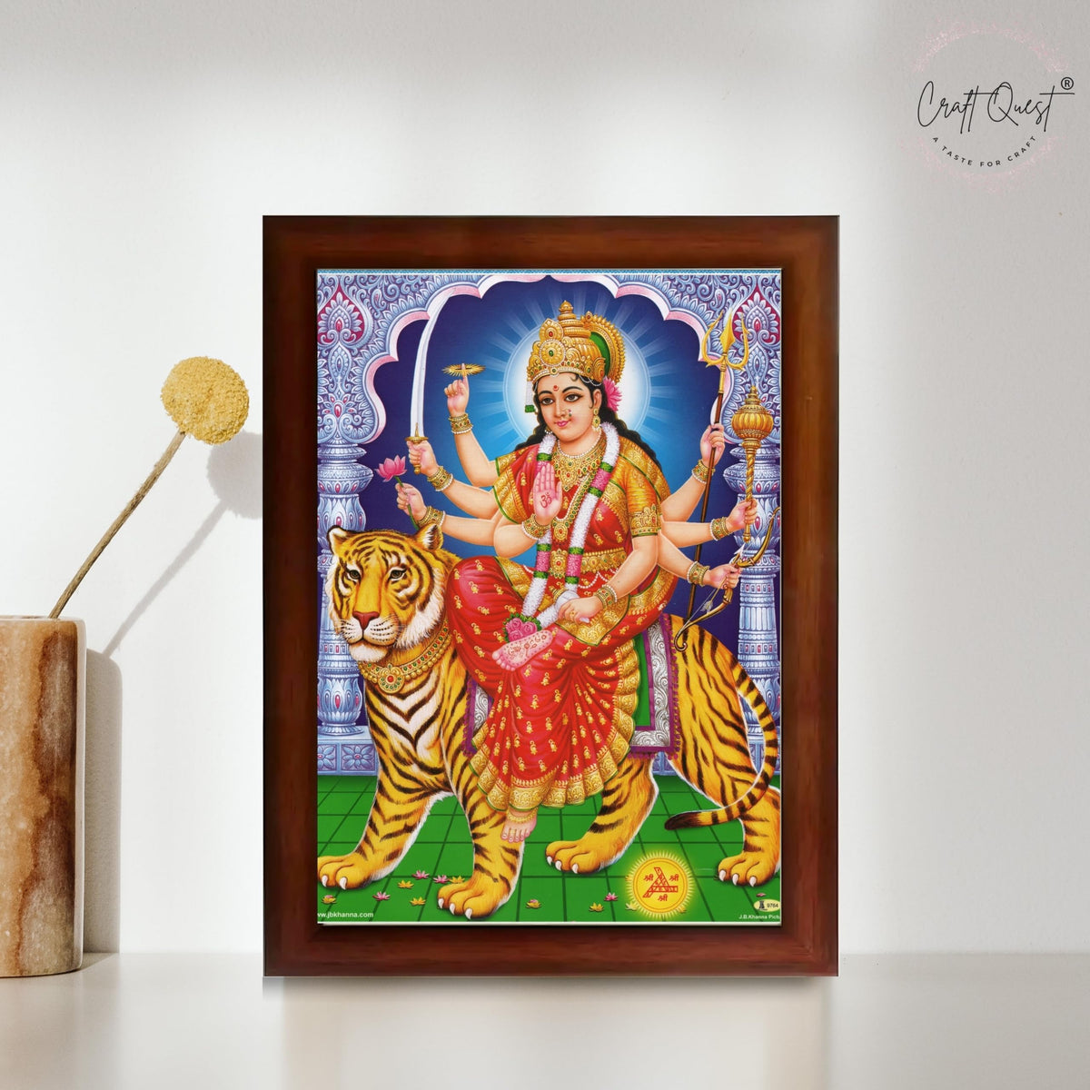 CRAFT QUEST Durga Mata Ji Nav Navdurga Wall Painting Framed Home Decor Items