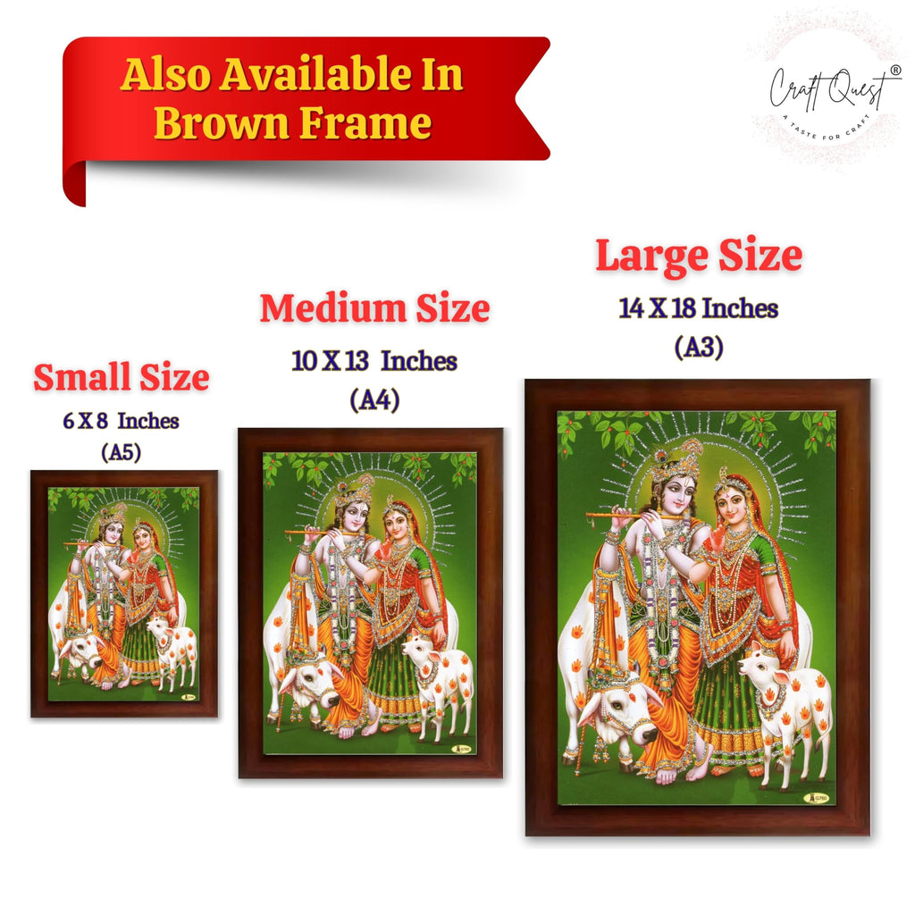 CRAFT QUEST Radha Krishna Flute Painting With Frame Wall Paintings for Living Room, Bedroom, Office Décor