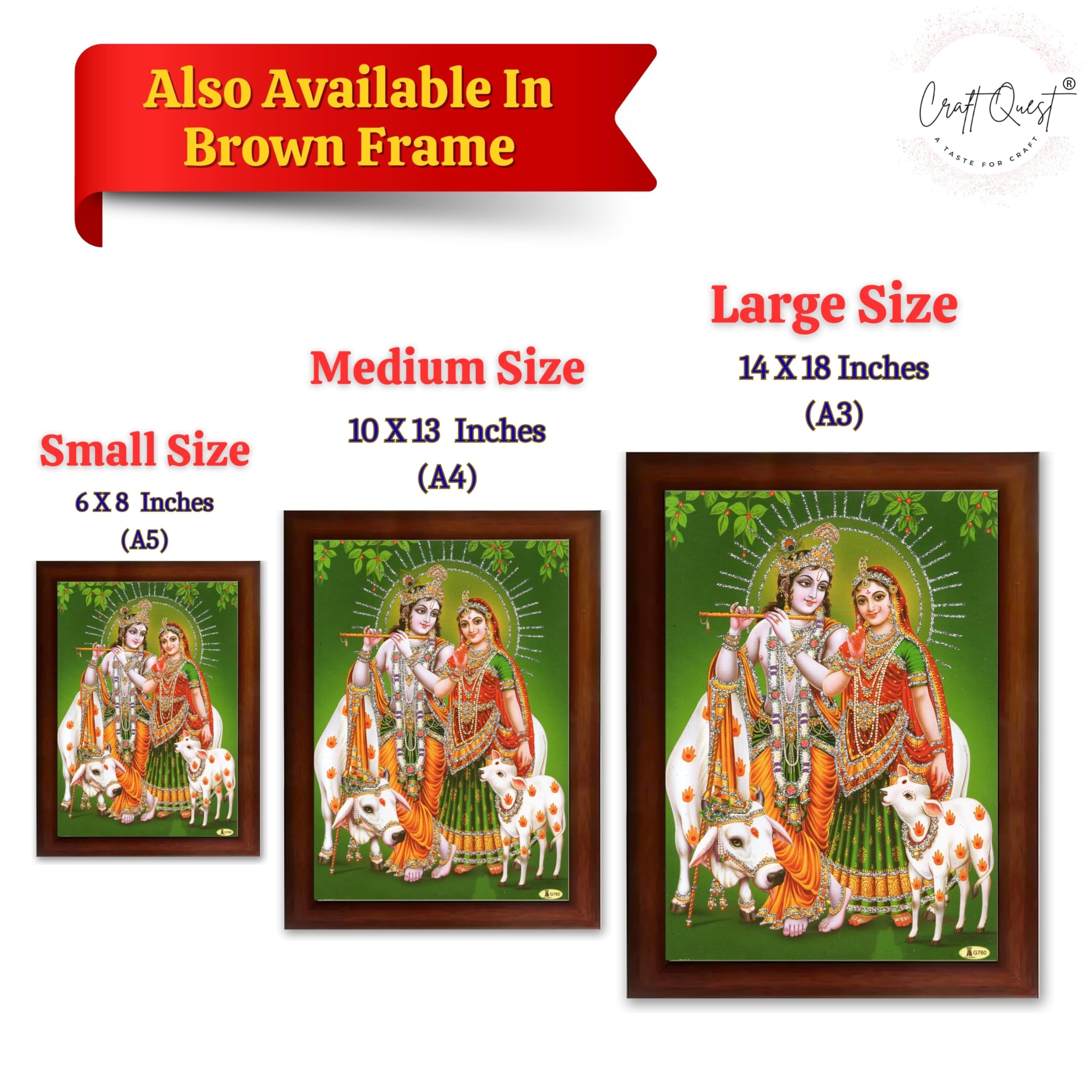CRAFT QUEST Radha Krishna Flute Painting With Frame Wall Paintings for Living Room, Bedroom, Office Décor