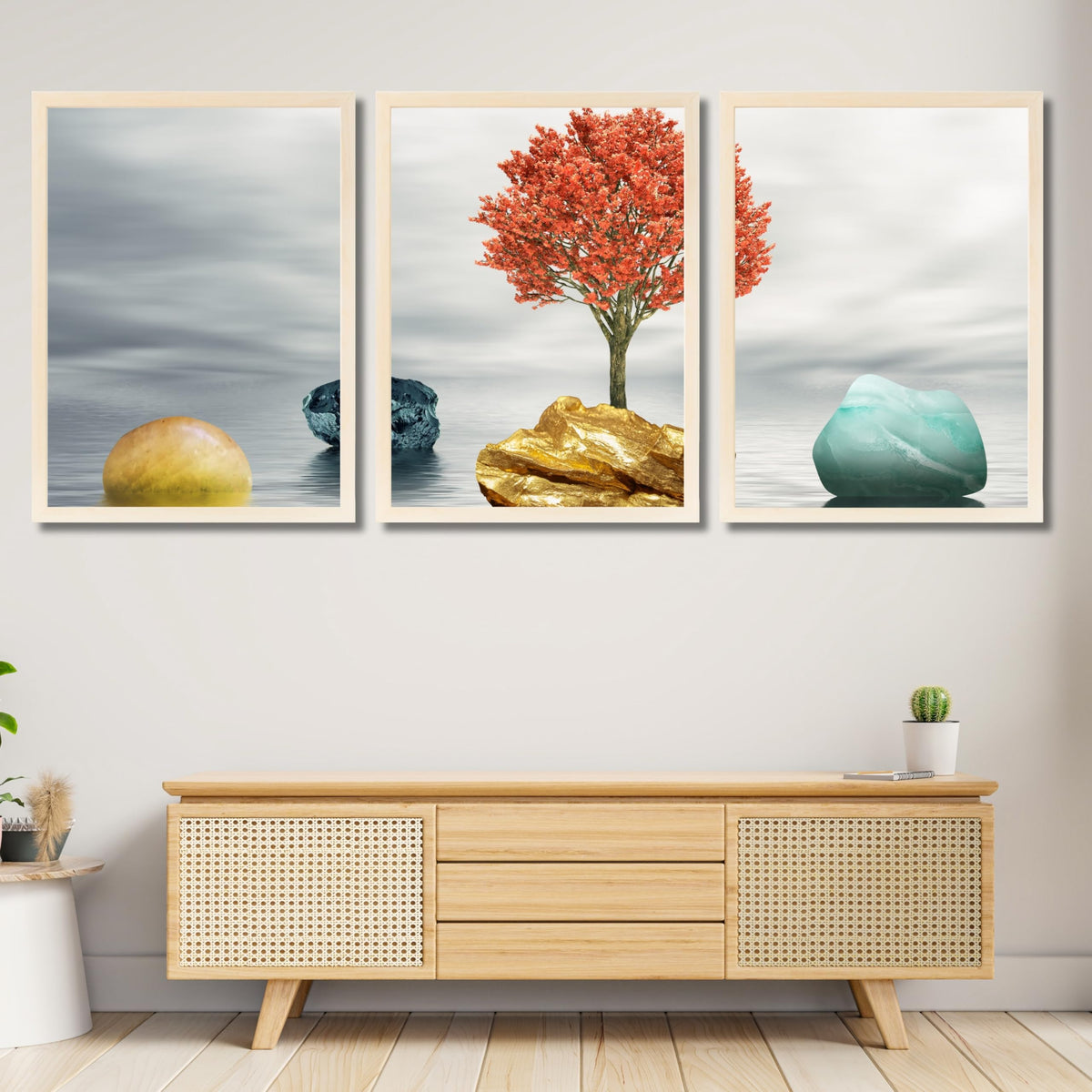 CRAFT QUEST Abstract Three Figure Modern Art | Set of 3 Frames for Home Decoration | Ideal for Living Room, Bedroom & Offices
