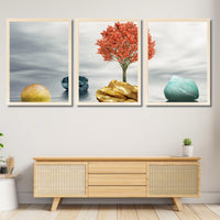 CRAFT QUEST Abstract Three Figure Modern Art | Set of 3 Frames for Home Decoration | Ideal for Living Room, Bedroom & Offices