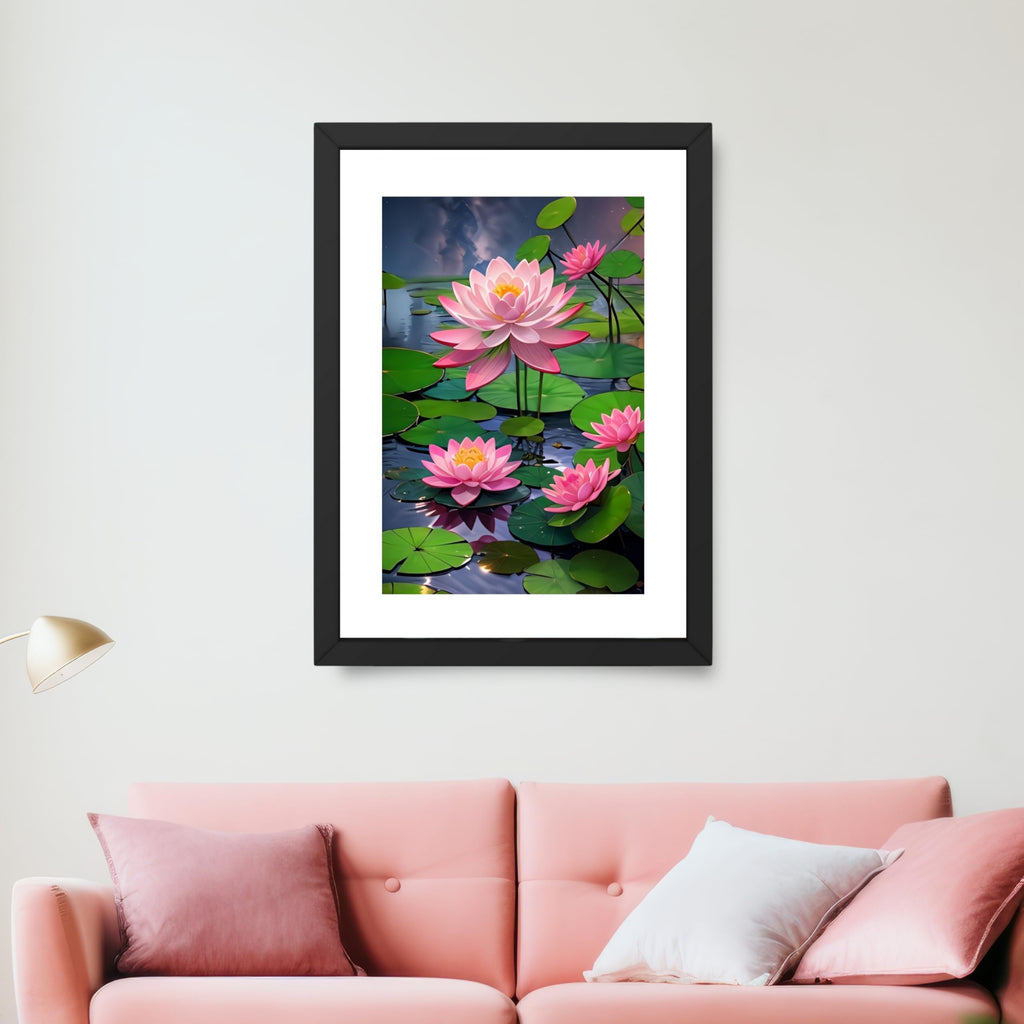 CRAFT QUEST Lotus Photo Frame Wall Vastu,Lotus Flower, Kamal Phool Painting for Vastu | Paintings for Home Decoration, Living room, and Office Décor