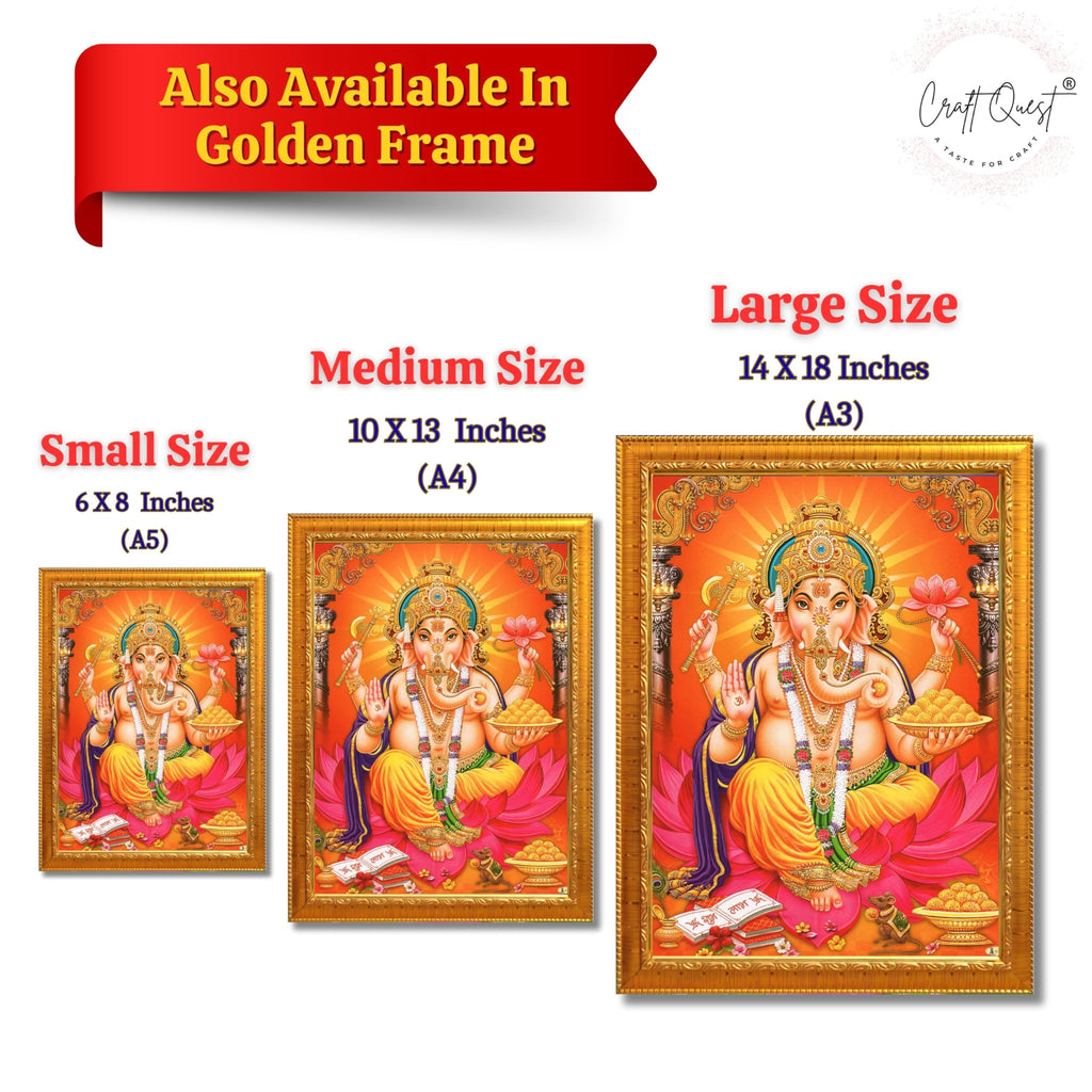 CRAFT QUEST Lord Ganpati Modern Wall Art Painting With Frame, Home and Office Decor Item