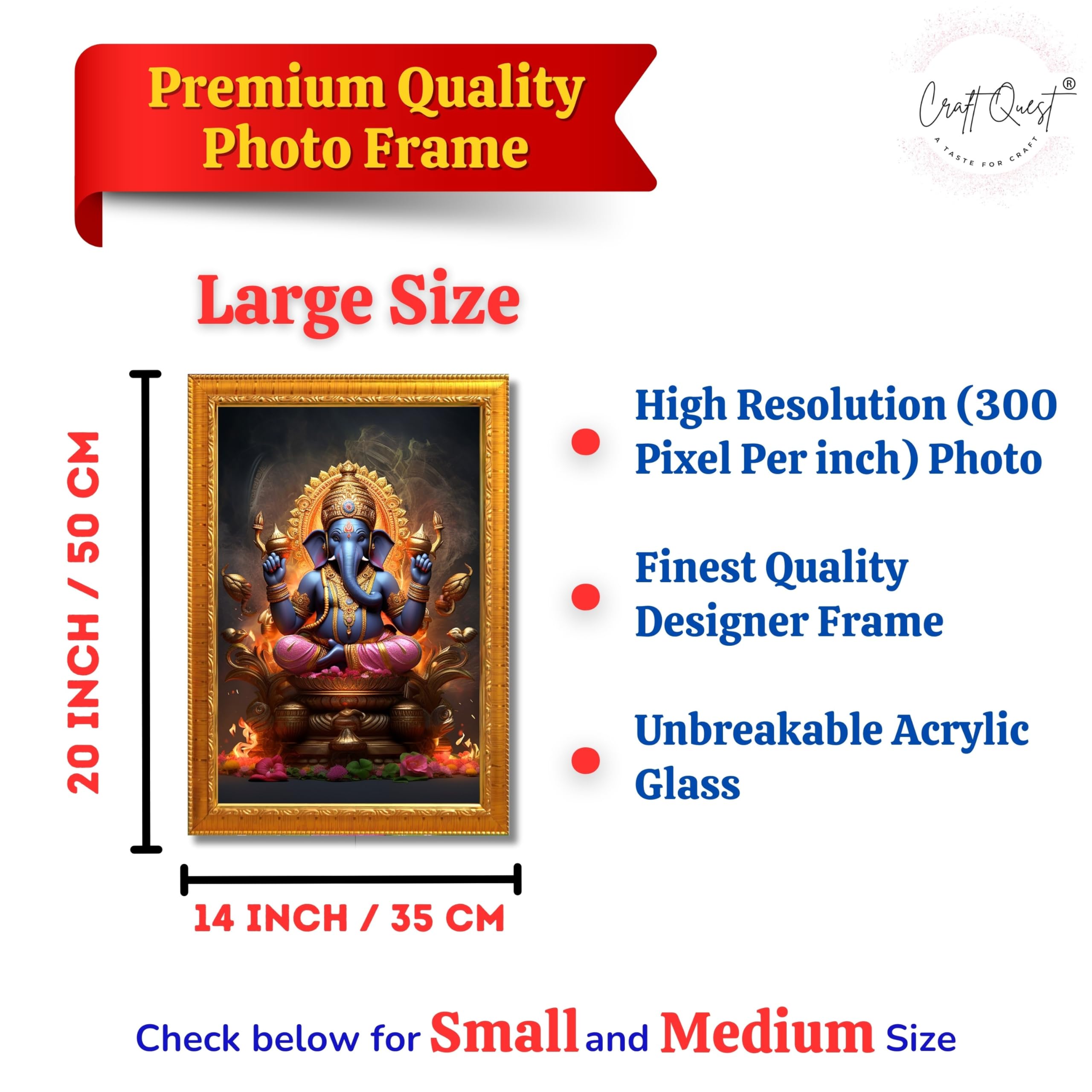 CRAFT QUEST God Ganpati Modern Wall Art Painting With Frame For Pooja,Office and Home Decor Item