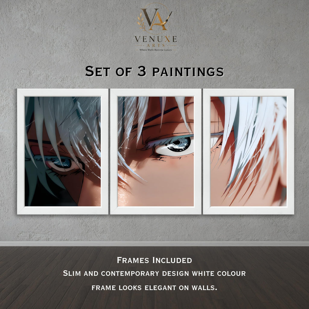 VENUXE ARTS Set Of 3 Anime Characters Wall Framed |Anime Characters Framed Poster for Living Room Bedroom Gaming Room Studio Wall Decor