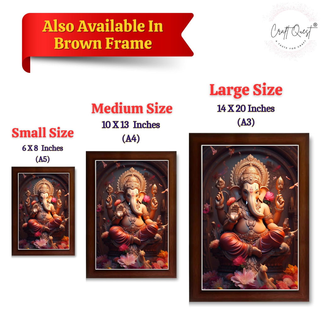 CRAFT QUEST Lord Ganesha Ganesh Ganpati Ganapathi Hanging Wall Painting Framed For Home Décor