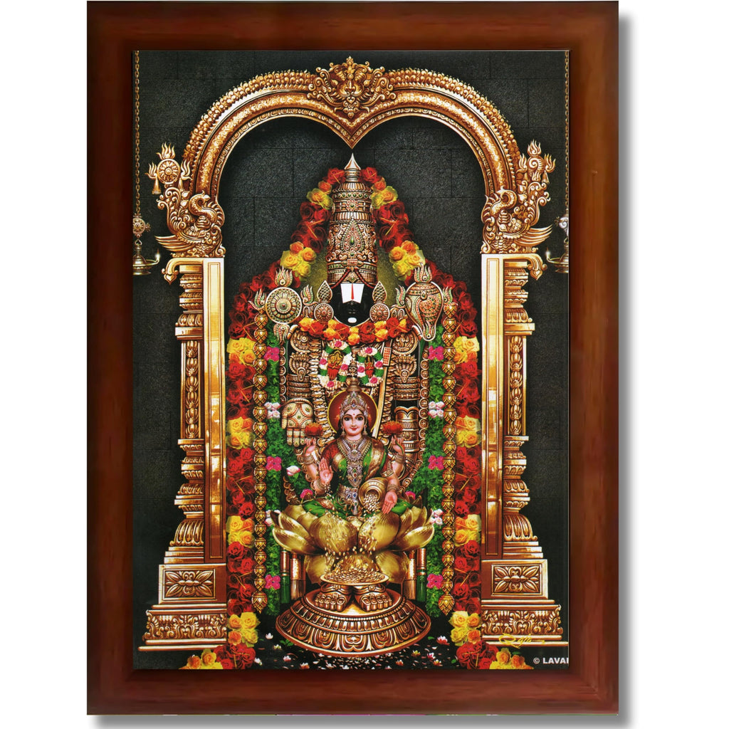 CRAFT QUEST Tirupati Balaji Lakshmi Venkateshwara Swamy Wall Painting Framed, Home, Temple, Pooja, Wall Décor Item