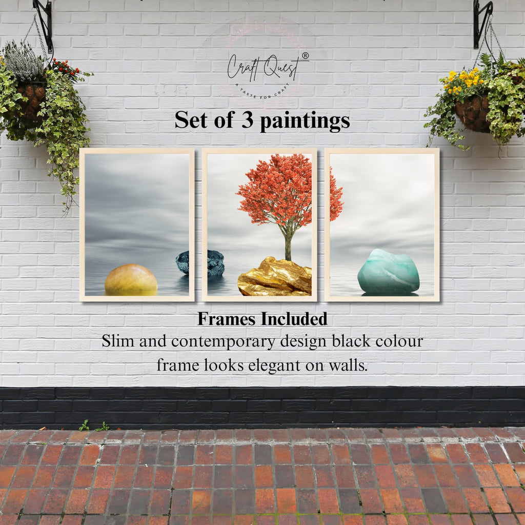 CRAFT QUEST Abstract Three Figure Modern Art | Set of 3 Frames for Home Decoration | Ideal for Living Room, Bedroom & Offices