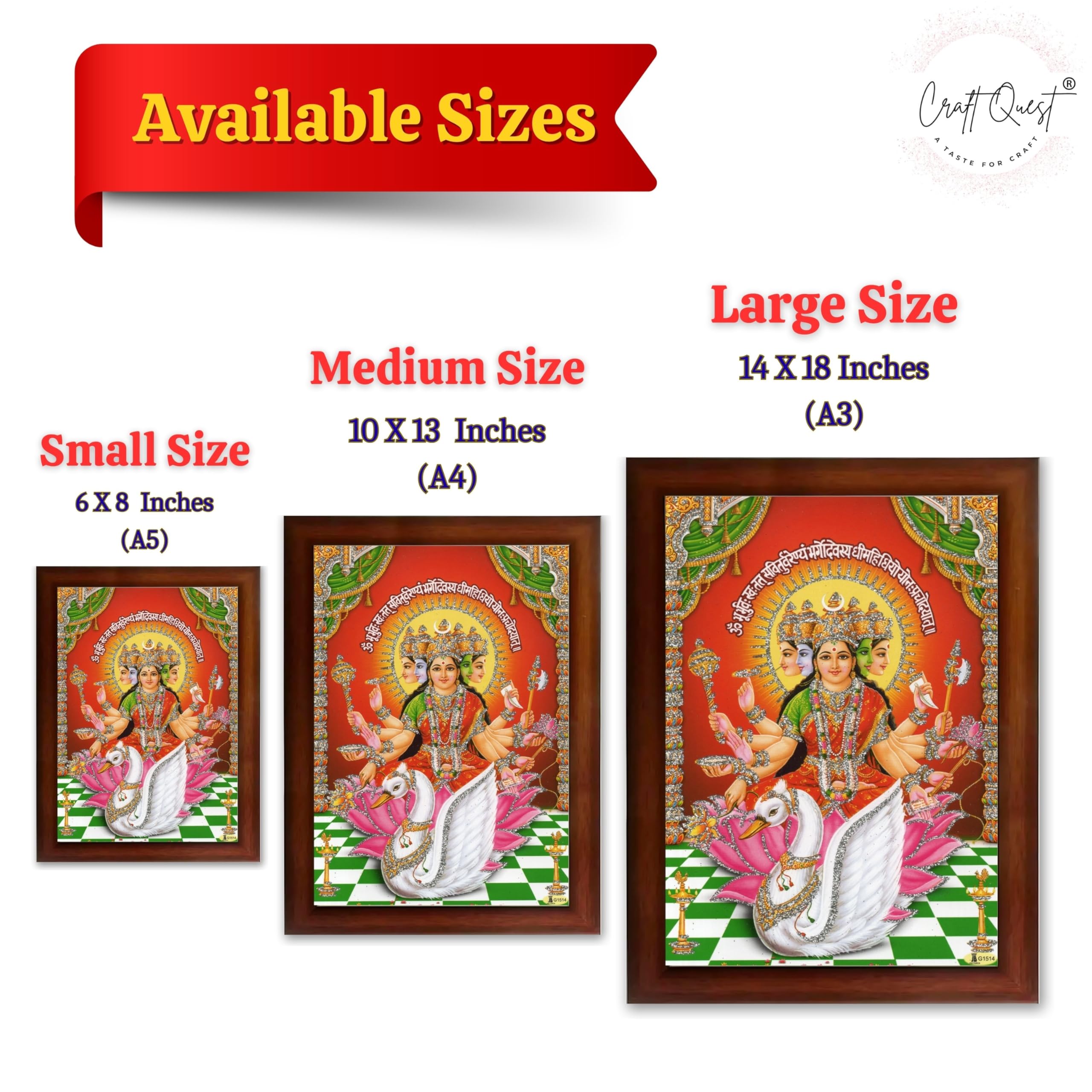 CRAFT QUEST Gayatri Mata Gaytri Gayatridevi Wall Painting Framed Home Decor
