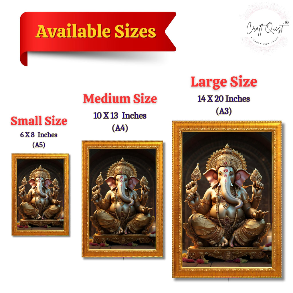 CRAFT QUEST Lord Ganpati Ganapathi Hanging Wall Painting Framed Home Decor GA-258
